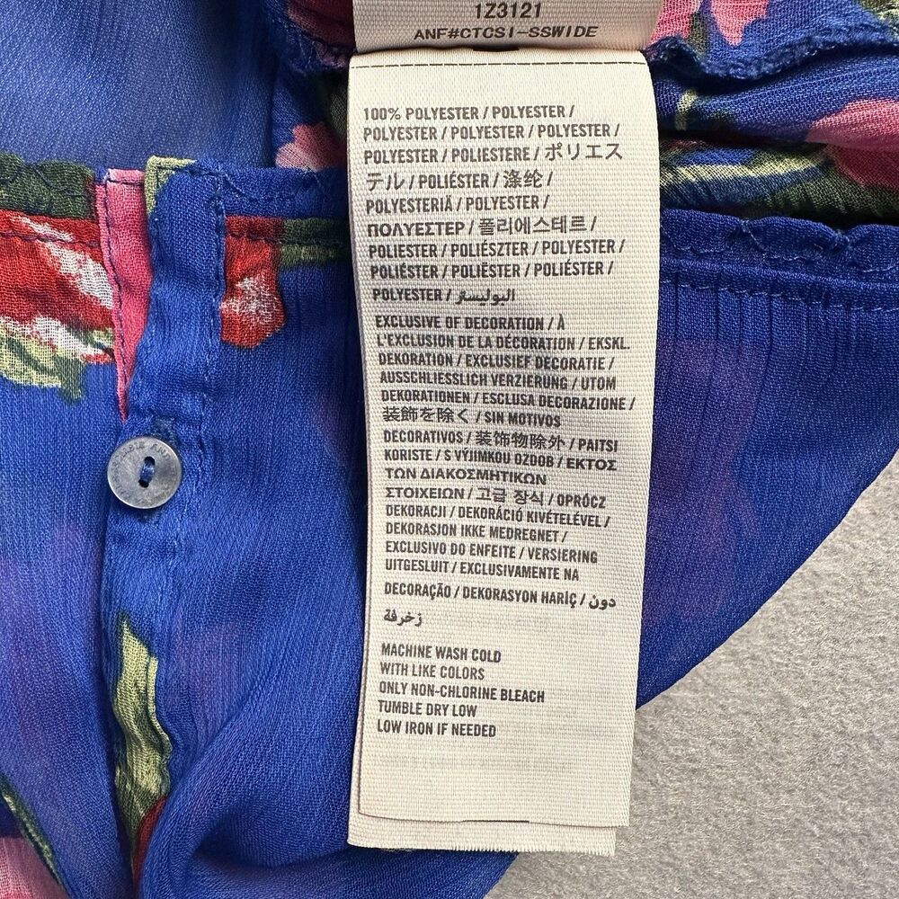 Anercrombie & Fitch Multicolored Floral Sheer Back Button Blouse Size L *FLAW* - Picture 6 of 12